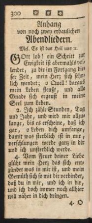 Anhang von noch zwey erbaulichen Abendliedern.