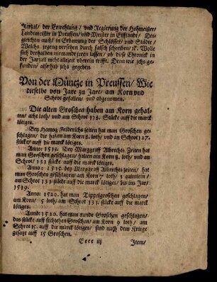 Von der Müntze in Preussen ...