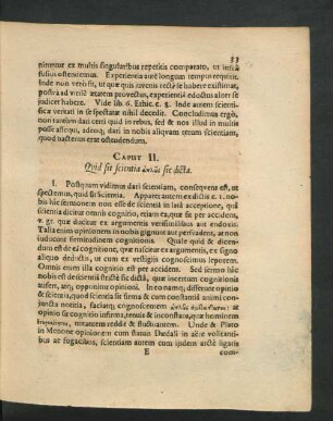 Caput II. Quid sit scientia ... sic dicta.