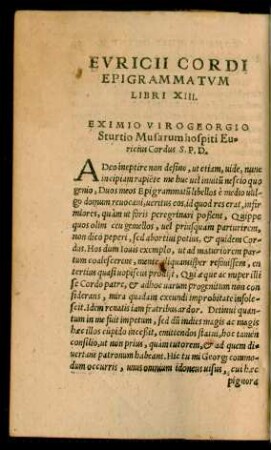 Euricii Cordi Epigrammatum Libri XIII.