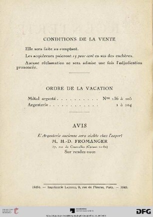 Ordre de la vacation