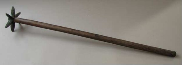 Bronze mace head on a wooden handle