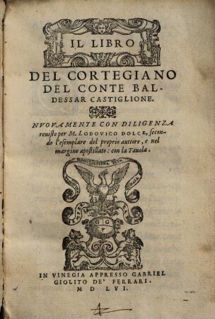 Il Libro Del Cortegiano Del Conte Baldessar Castiglione