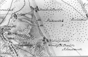 Nebelschütz. Situationskarten von den Kriegsschauplätzen des 7jährigen Krieges, Bl. 3 Senftenberg-Hoyerswerda, 1805 (Sign.: VIII 57)