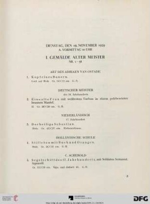 I. Gemälde alter Meister (Nr. 1-58)