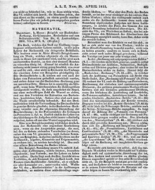 Lauteschläger, G.: Beispiele zur Buchstaben-Rechnung. Darmstadt: Heyer 1831