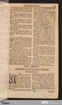 Von JESU, und dessen mannigfaltigen Namen und Aemtern.