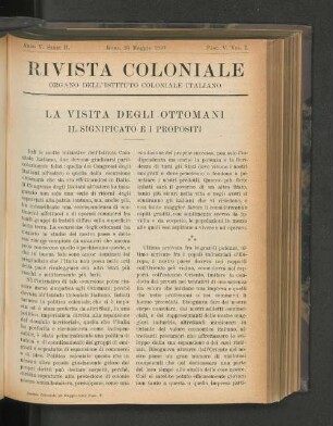 Rivista Coloniale. Fasc. V. Vol. I.