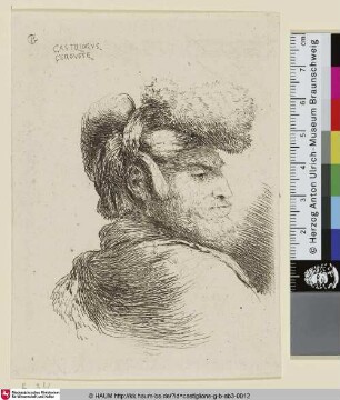 Un homme vu de profil et tourné vers la droite [Kopf eines bärtigen Mannes mit orientalischem Kopfschmuck]