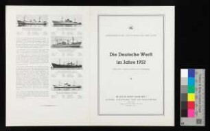 Die Deutsche Werft im Jahre 1952 - Sonderdruck aus "Schiff und Hafen" Heft 1/1953