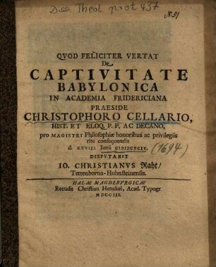 De Captivitate Babylonica