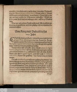 Von Krieg und Unfried dieses 1609. Jahrs.