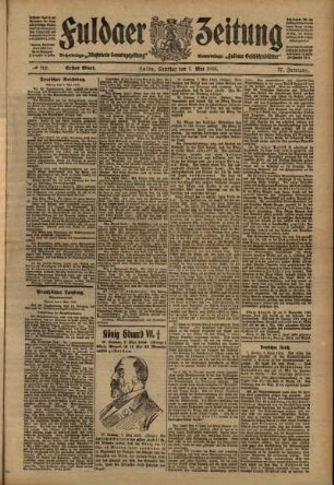 Erste Ausgabe vom Samstag, den 07. Mai 1910.