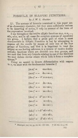 Formulae in elliptic functions