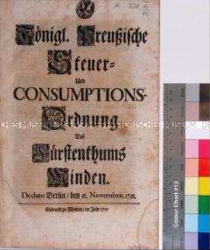 Steuerordnung für das Fürstentum Minden
