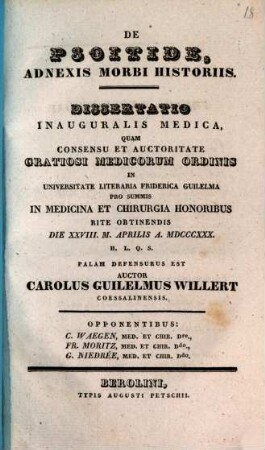 De psoitide adnexis morbi historiis : dissertatio inauguralis medica