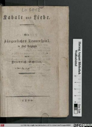 Kabale und Liebe : Ein bürgerliches Trauerspiel in fünf Aufzügen