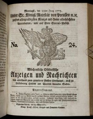 No. 24. Montags, den 12ten Juny 1775