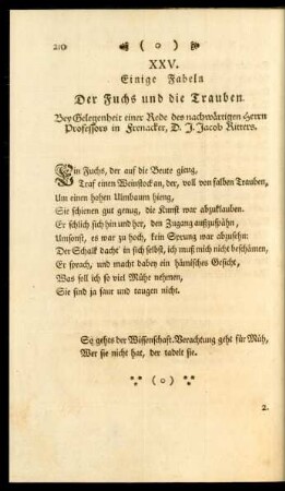 XXV. Einige Fabeln