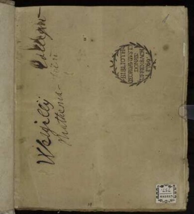 Weigellii Collegia Mathematicum (Manuskripttitel), Jena, 1660
