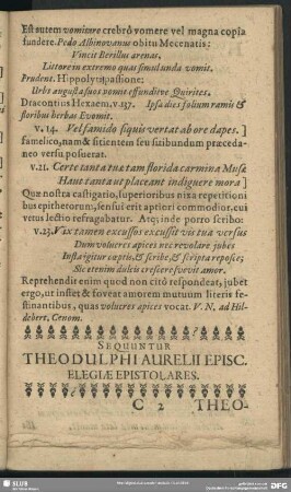 Sequuntur Theodulphi Aurelii Episc. Elegiae Epistolariis