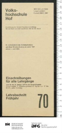 Programm 1. Semester 1970
