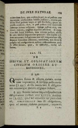 Cap. II. De Iurium Et Obligationum Civilium Origine Et Divisione