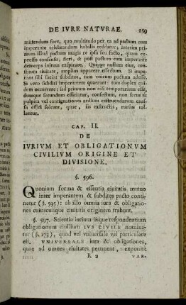 Cap. II. De Iurium Et Obligationum Civilium Origine Et Divisione