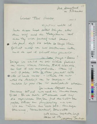 Brief an Hugo Sieker