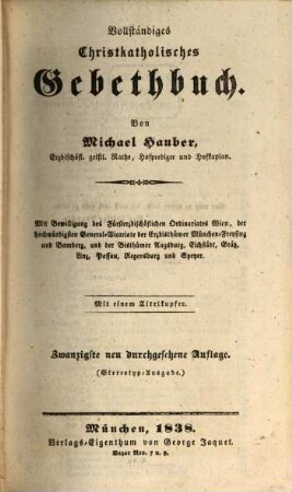 Vollständiges christkatholisches Gebethbuch