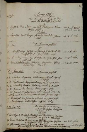 Von dem Herrn Hofrath Achenwall der Bibliothek geschenkt. - Von Hannover geschickt. - Von Warschau von dem Verleger durch [...] Heyne überschickt.