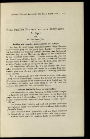 Neue Papilio-Formen aus dem Malayischen Archipel