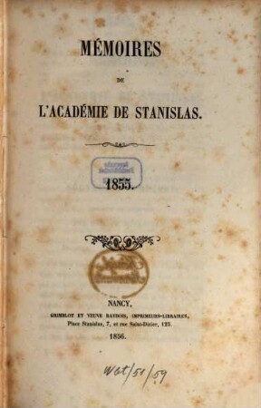 Mémoires de l'Académie de Stanislas, 1855