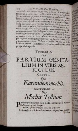 Titulus X. De Partium Genitalium In Viris Affectibus
