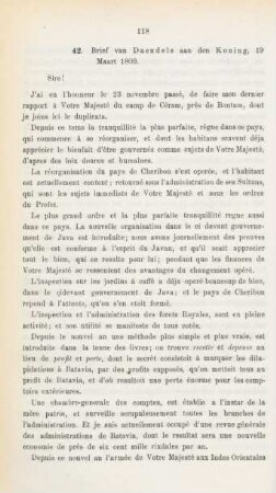42. Brief van Daendels aan den Koning, 19 Maart 1809