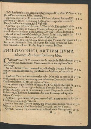 Philosophici, Artium Humaniorum, & alii miscellanei libri.