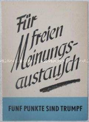 Propagandaschrift des FDGB-Bundesvorstandes mit Vorschlägen zur Gestaltung der Beziehungen zu den Gewerkschaften in der Bundesrepublik