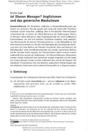Ist Sharon Manager? Anglizismen und das generische Maskulinum