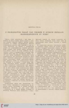 Z problematyki badań nad ubiorem w ruskich źródłach ikonograficznych XV wieku