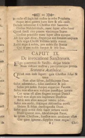 Caput IX. De invocatione Sanctorum.