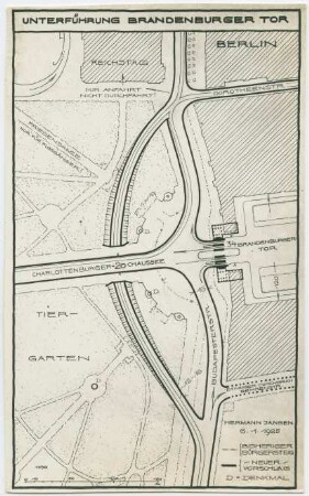 Platz des 18. März [Platz vor dem Brandenburger Tor], Berlin-Tiergarten: Unterführungsplan