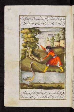 Illustration: Ein Jüngling und ein Reiher