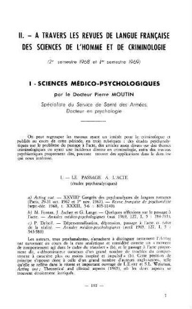 193-202, 1. Sciences médico-psychologiques