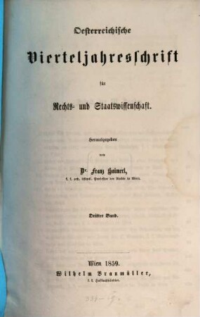 Österreichische Vierteljahresschrift für Rechts- und Staatswissenschaft, 3. 1859