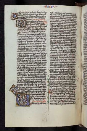 Zierinitialen mit Ranken und Drachen geschmückt.