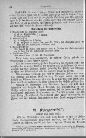 VI. Die Kriegsartikel