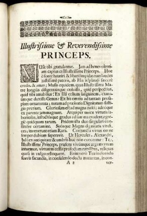 Illustrime & Reverendissime Princeps.
