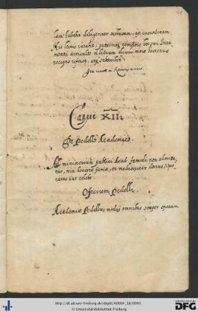 [fol. 48] Caput 12: De pedello academico