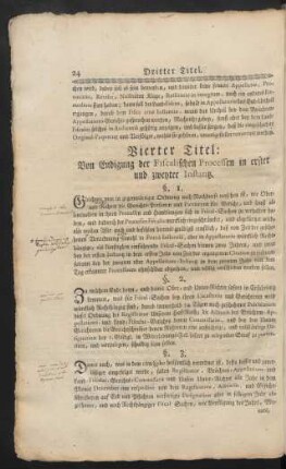 Vierter Titel: Von Endigung der Fiscalischen Processen in erster und zweyter Instantz.