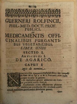 Liber de purgantibus vegetabilibus sectionibus XV. absolutus